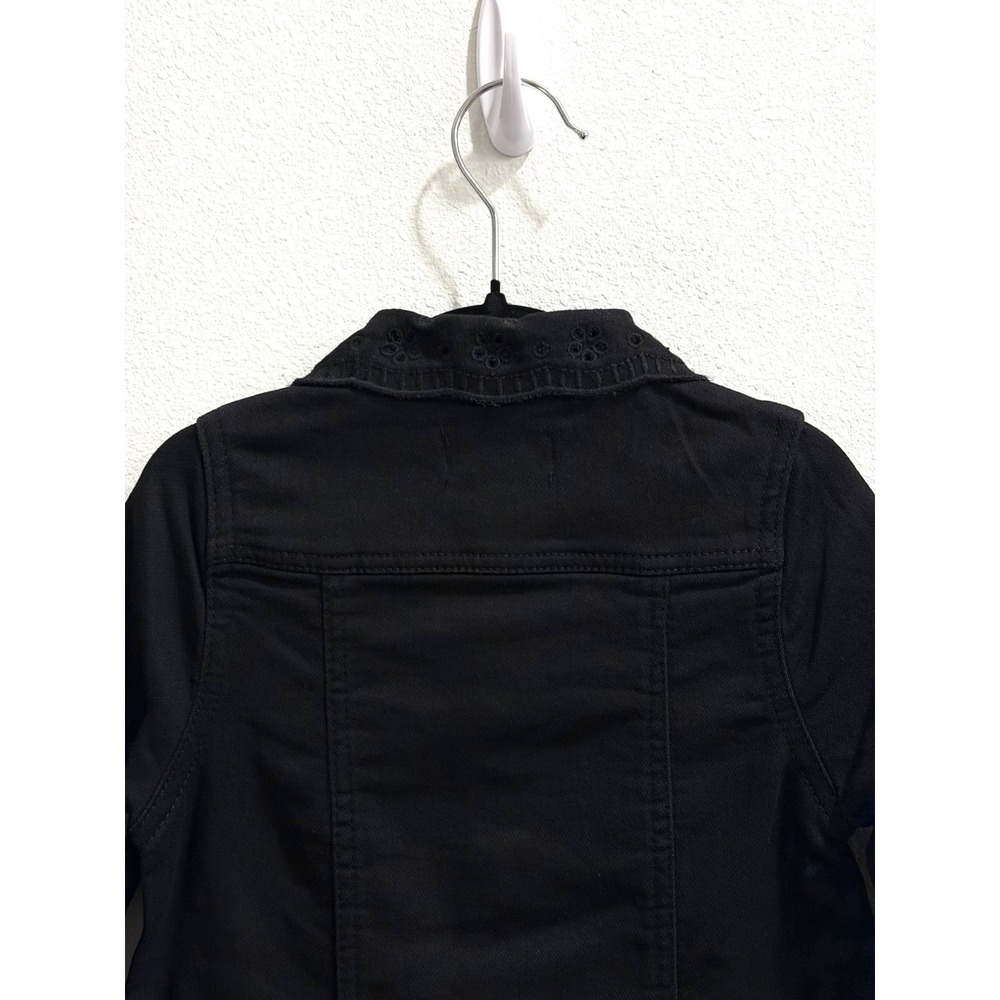 7 For All Mankind Girls Black Coat Shirt Dress 2T Eyelet Collar Button Front - Picture 5 of 8